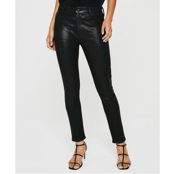 AG Farrah High Rise Skinny Ankle Jeans in Luminous Super Black Size 24 - Picture 1 of 13
